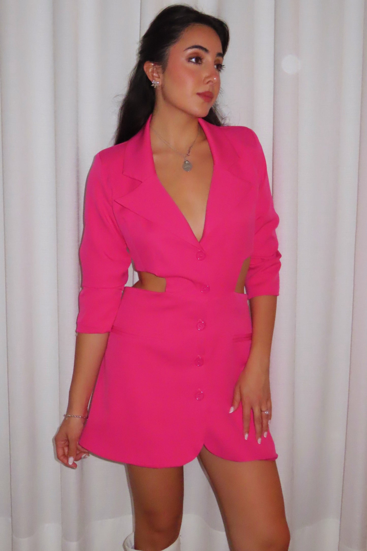 Elle Cutout Blazer Dress - Pink