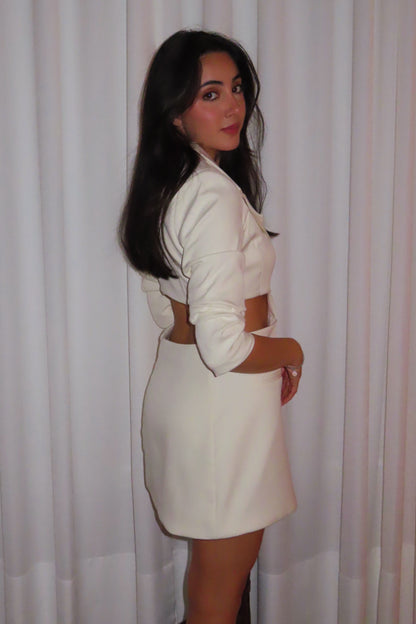Elle Cutout Blazer Dress - Cream